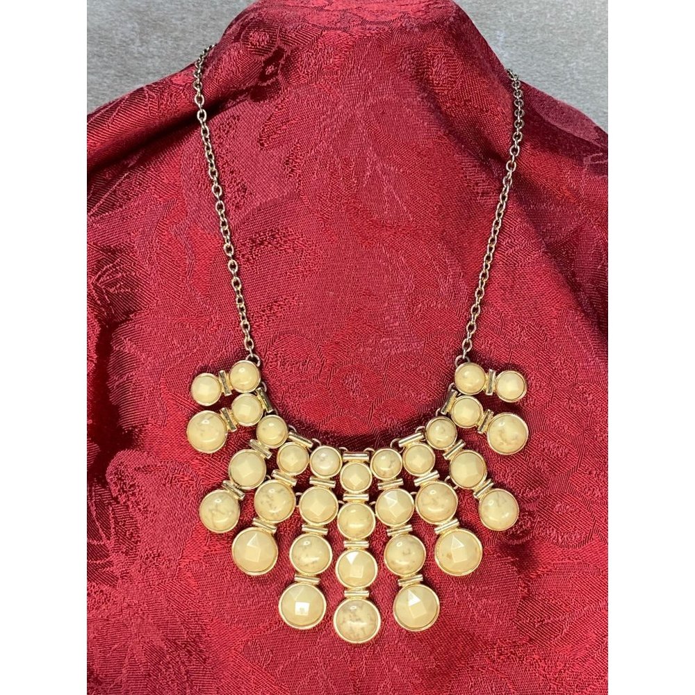 Vintage Crown Trifari Ivory Lucite Gold Tone Statement Necklace Crown Charm Cost